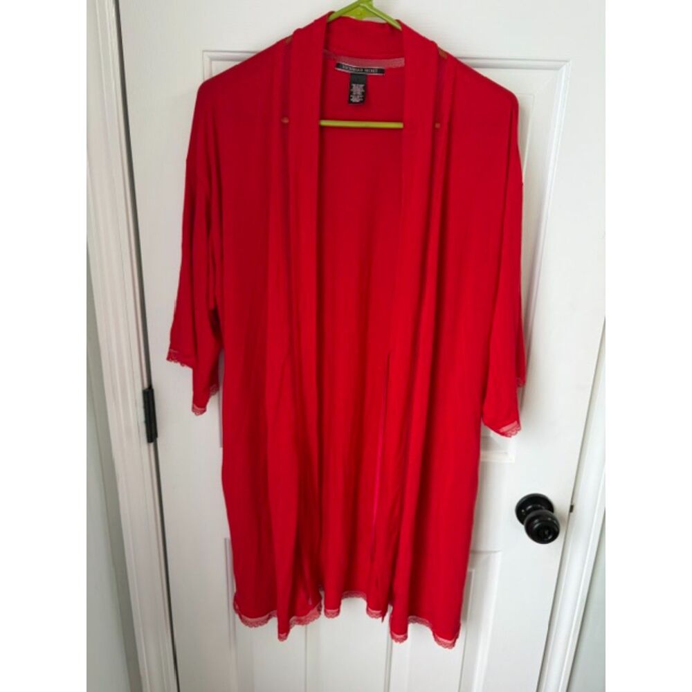 Victoria's Secret Red Lace Detail Soft Cozy Robe Size XS/S